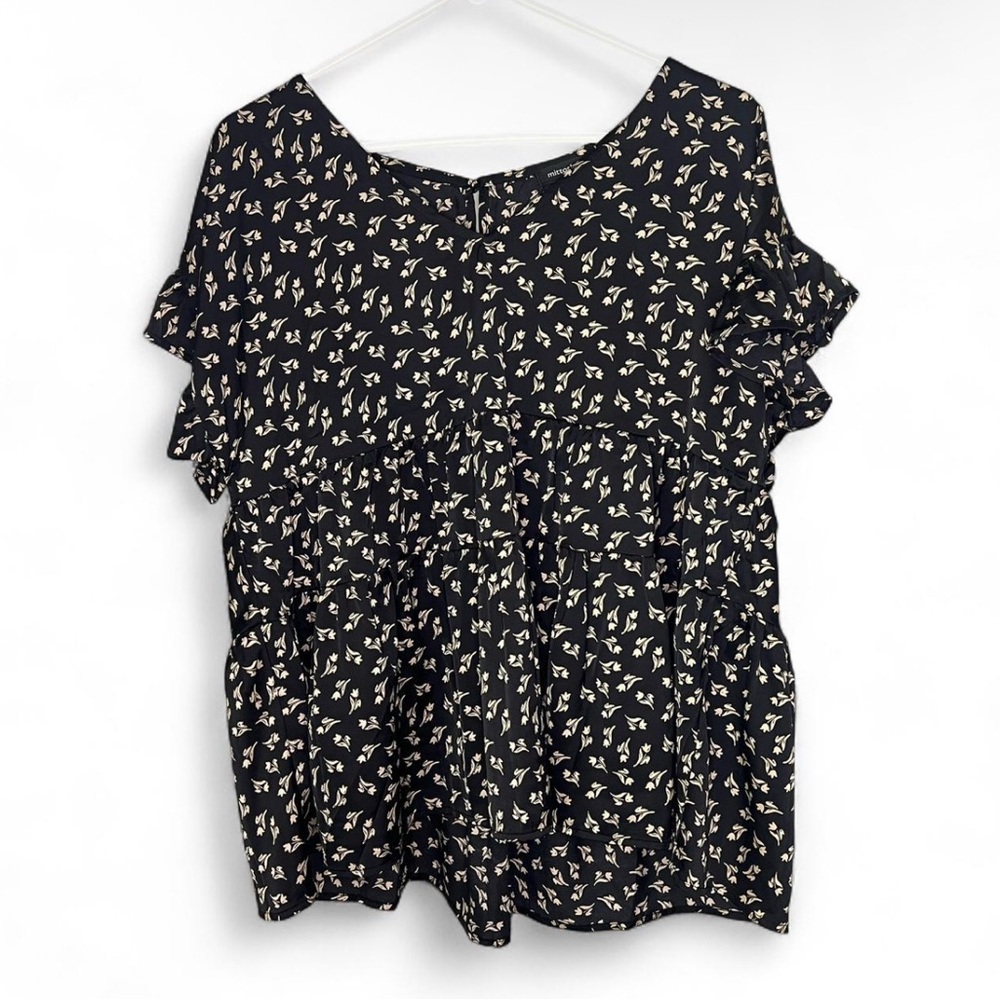 Mittoshop Midnight Floral Ruffle Blouse